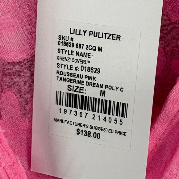 Lilly Pulitzer Shenzi Cover-Up Rousseau Pink Tangerine Dream Poly Clip Jacquard - Picture 14 of 15
